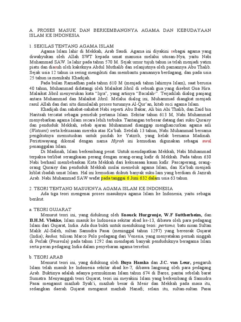 Buku Sej Wajib 1 Bab 4 - Pengaruh Agama &amp; Kebud Islam (Erlangga) | PDF