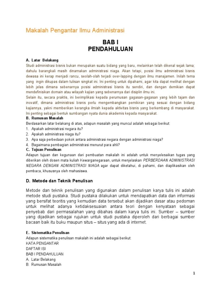 Makalah Pengantar Ilmu Administrasi | PDF