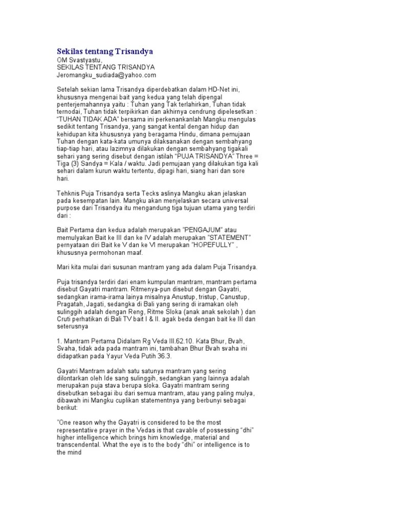 Sekilas Tentang Trisandya | PDF
