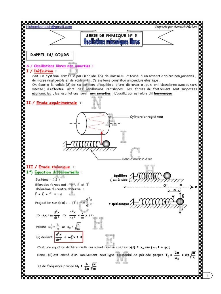cours oscillation mecanique libre non amortie