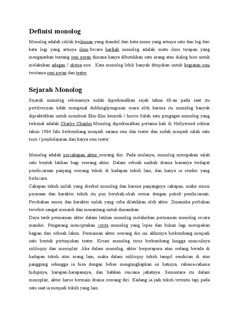 Definisi Monolog | PDF