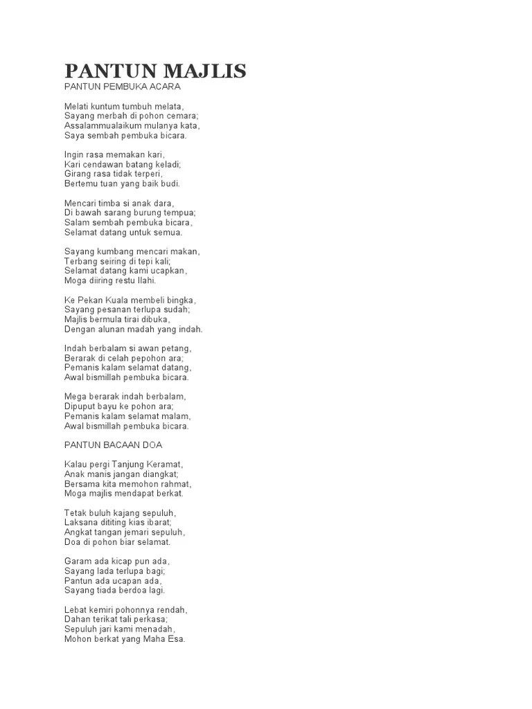 Contoh Pantun Penutup Majlis - Pajero GDN