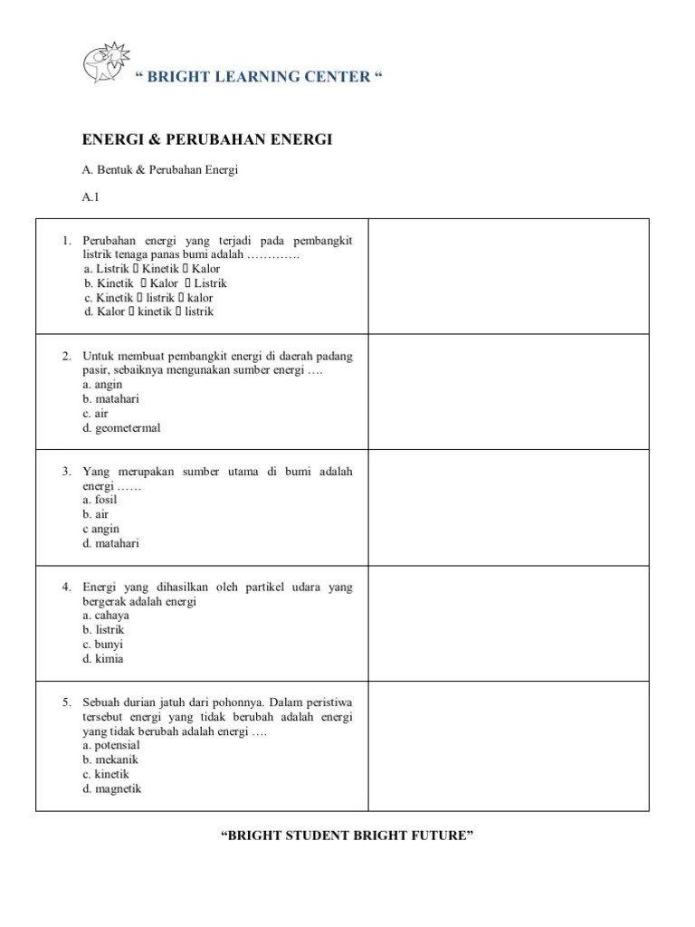 Contoh Perubahan Energi Cahaya Menjadi Energi Listrik Adalah A B C D