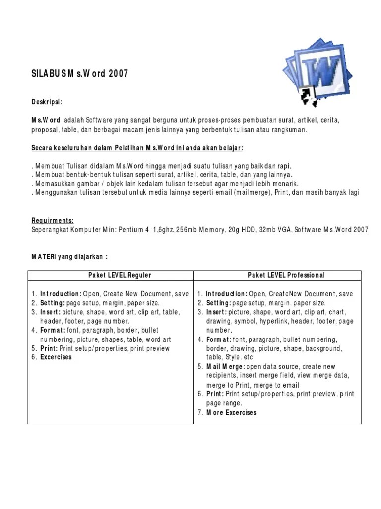Silabus Ms Office 2007 Mediakita | PDF