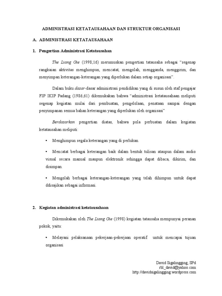 Administrasi Ketatausahaan Dan Struktur Organisasi | PDF