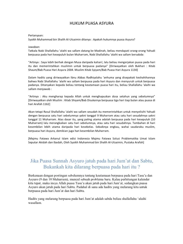 Hukum Puasa Sabtu | PDF