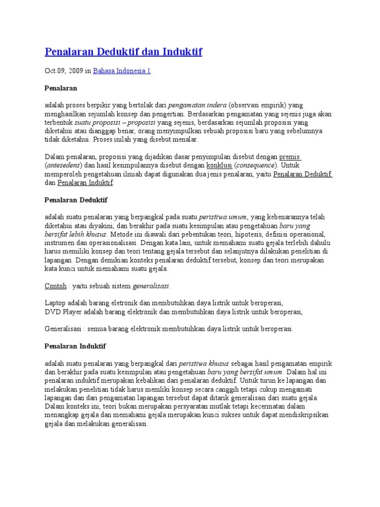 Contoh Penalaran Deduktif Dan Induktif | PDF