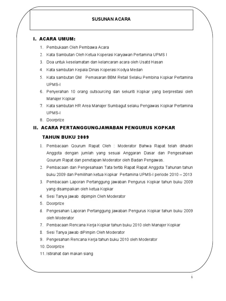 Susunan Acara Rat 2010baru | PDF