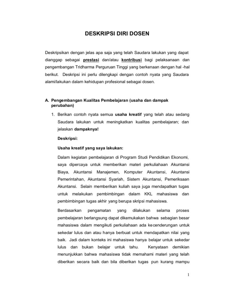 Deskripsi Diri Dosen Unila | PDF