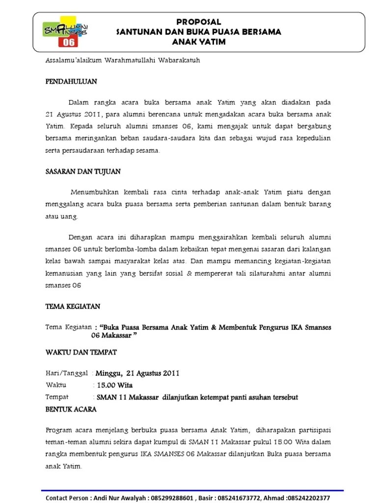 Proposal Buka Puasa Bersama Alumni Smanses 06 Makassaar | PDF