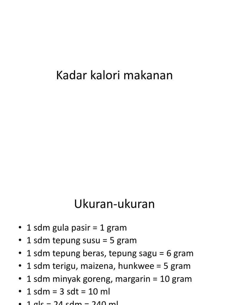 Kadar Kalori Makanan | PDF