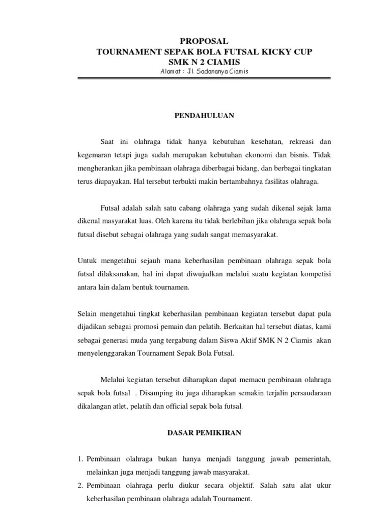 Proposal Pertandingan Futsal | PDF