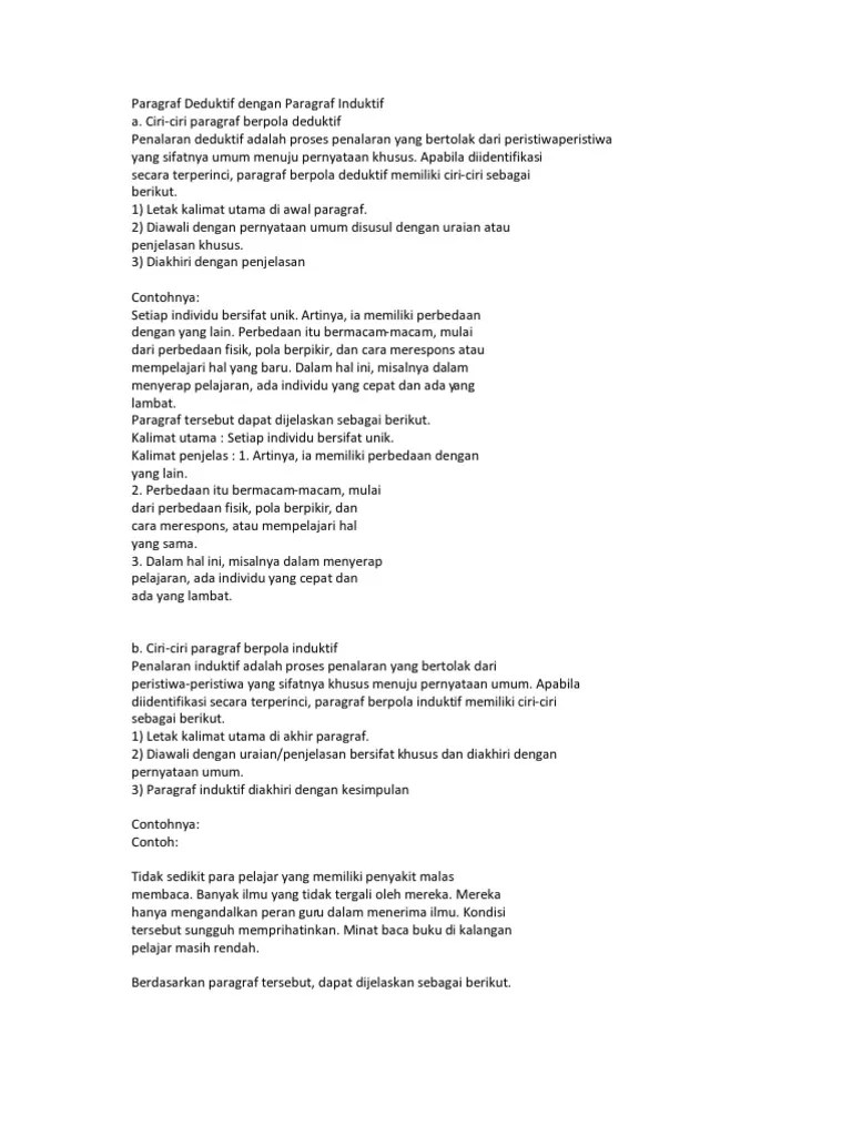 Ciri Paragraf Deduktif Dan Induktif | PDF