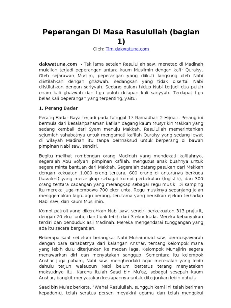 Perang Yang Pertama Kali Dilakukan Kaum Muslimin Melawan Kaum Quraisy  Adalah – Belajar