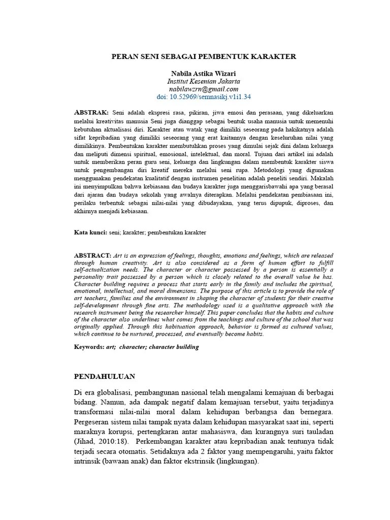 Pengertian Pendidikan Seni Sebagai Pembentuk Karakter Siswa