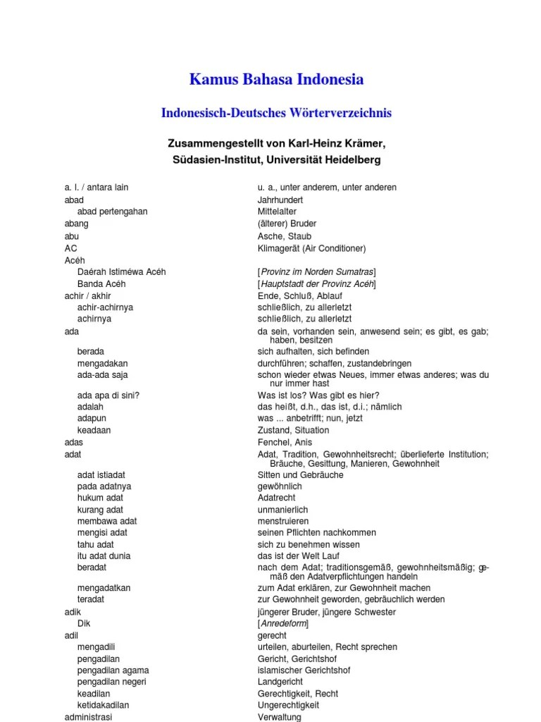 Kamus Bahasa - Indonesia - Jerman | PDF