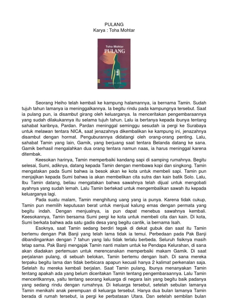 Unsur Intrinsik Novel Pulang Karya Toha Mohtar - Berbagai Unsur
