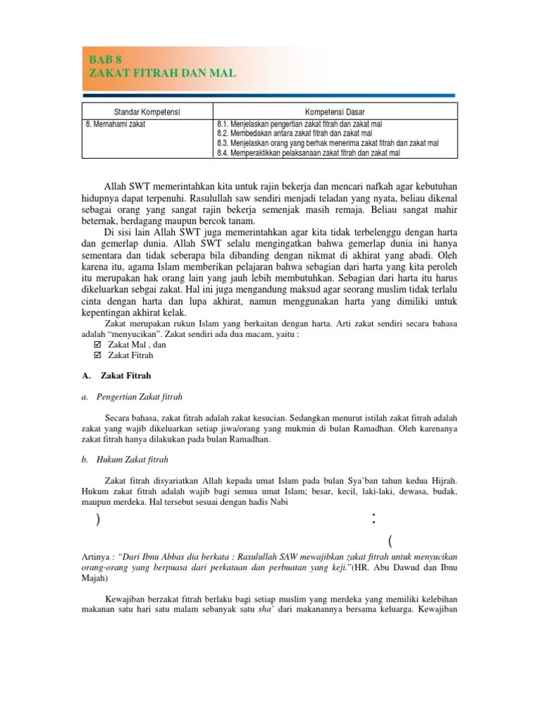 08 - Zakat Fitrah Dan Mal