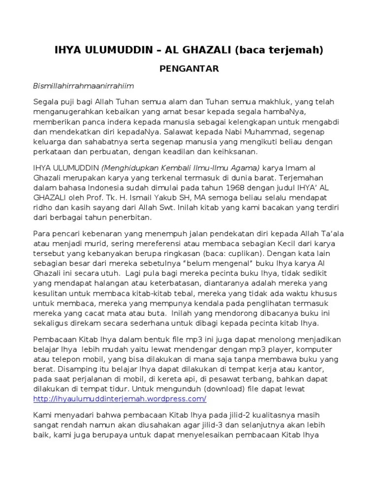 Ihya Ulumuddin-Al Ghazali Pengantar Baca Terjemah | PDF