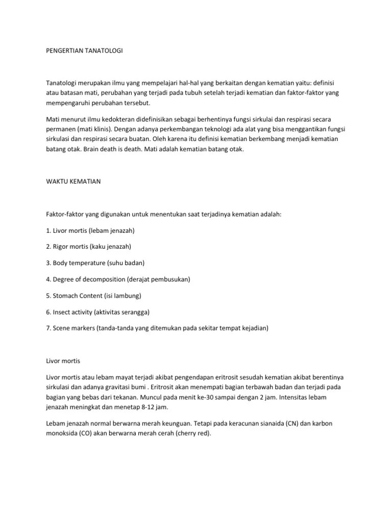 Pengertian Tanatologi | PDF