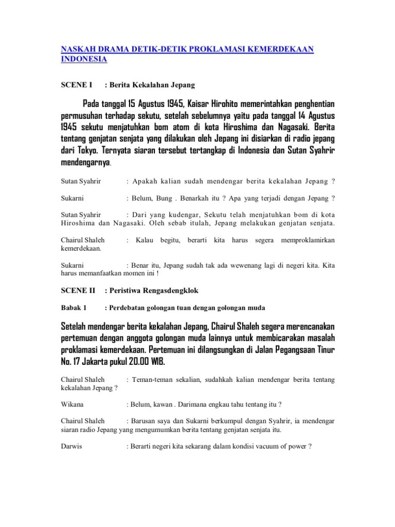Contoh Teks Drama Detik Detik Proklamasi - Berbagai Teks Penting