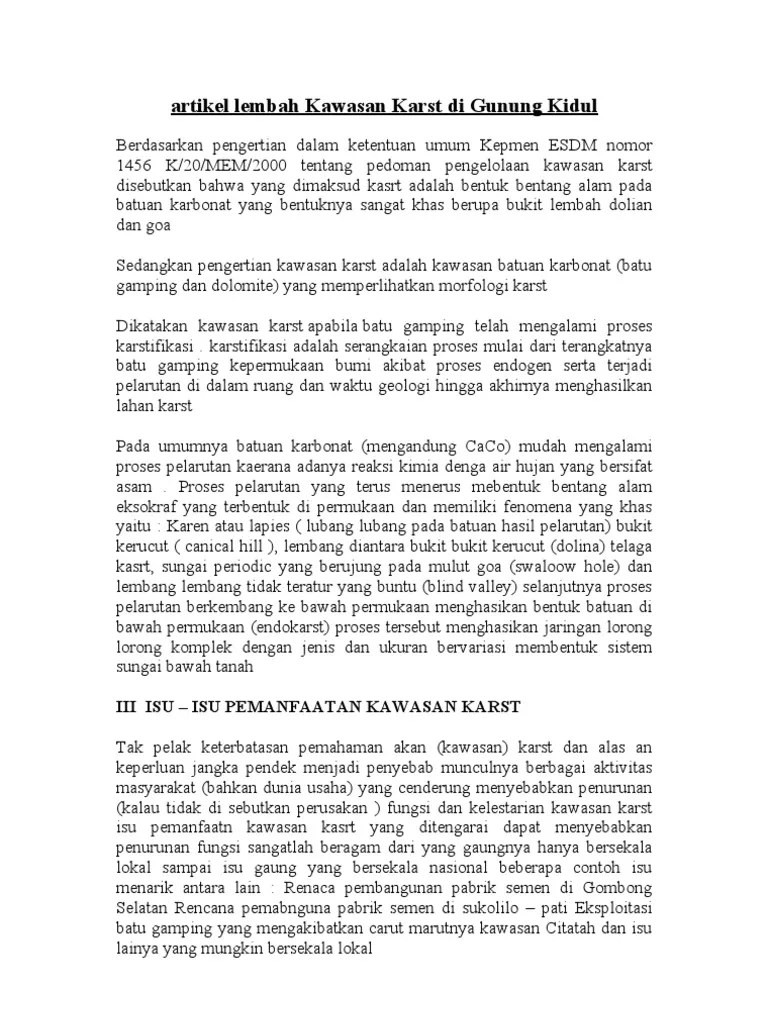 Artikel Lembah Kawasan Karst Di Gunung Kidul | PDF