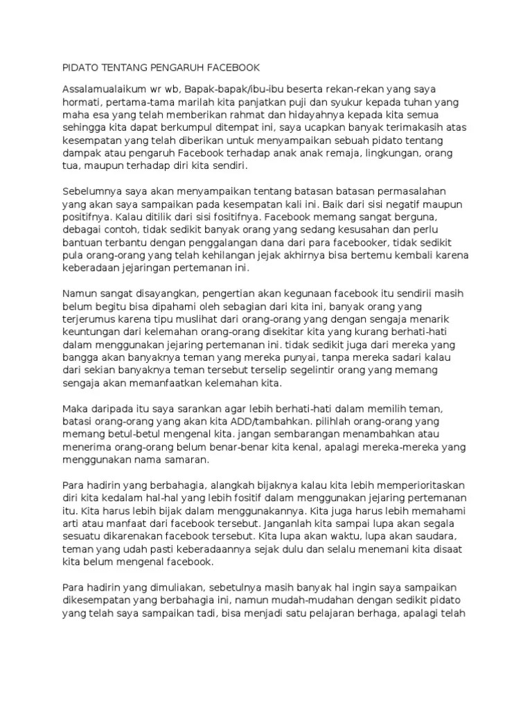 Pidato Tentang Pengaruh Facebook | PDF