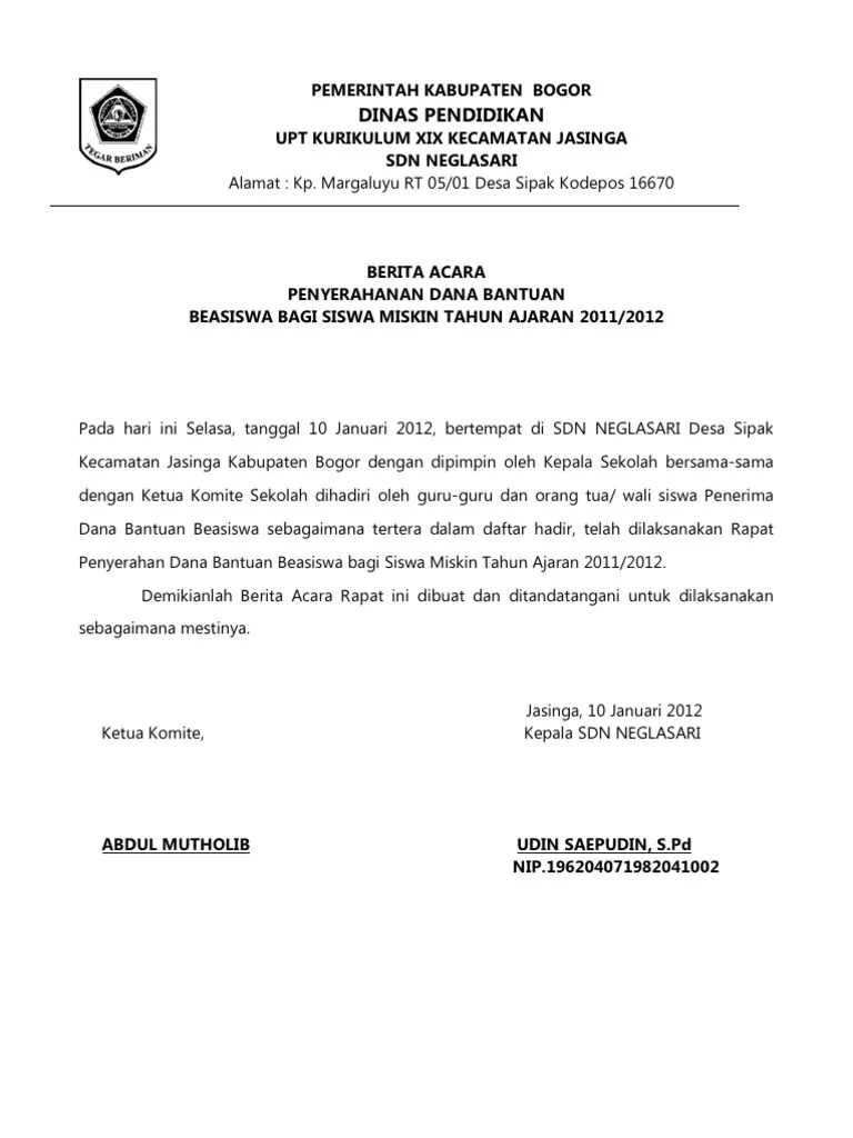 Berita Acara An Dana BSM Tahap 2 | PDF