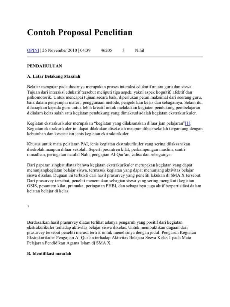 Contoh Proposal Penelitian | PDF