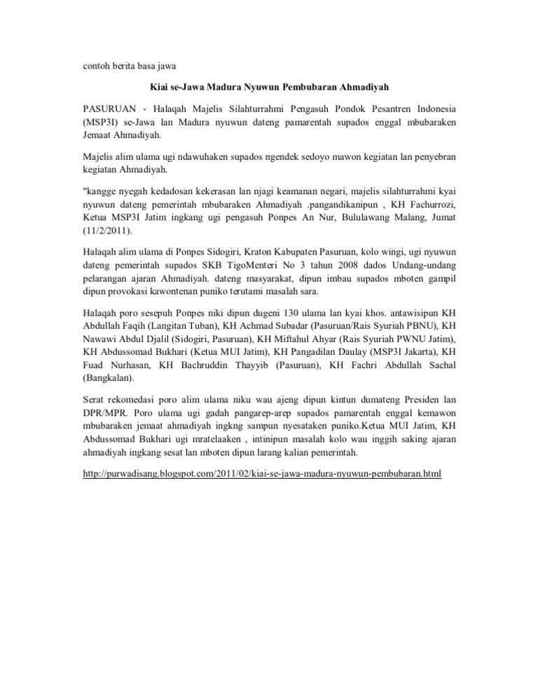 Pawarta Bahasa Jawa Singkat - Revisi Id