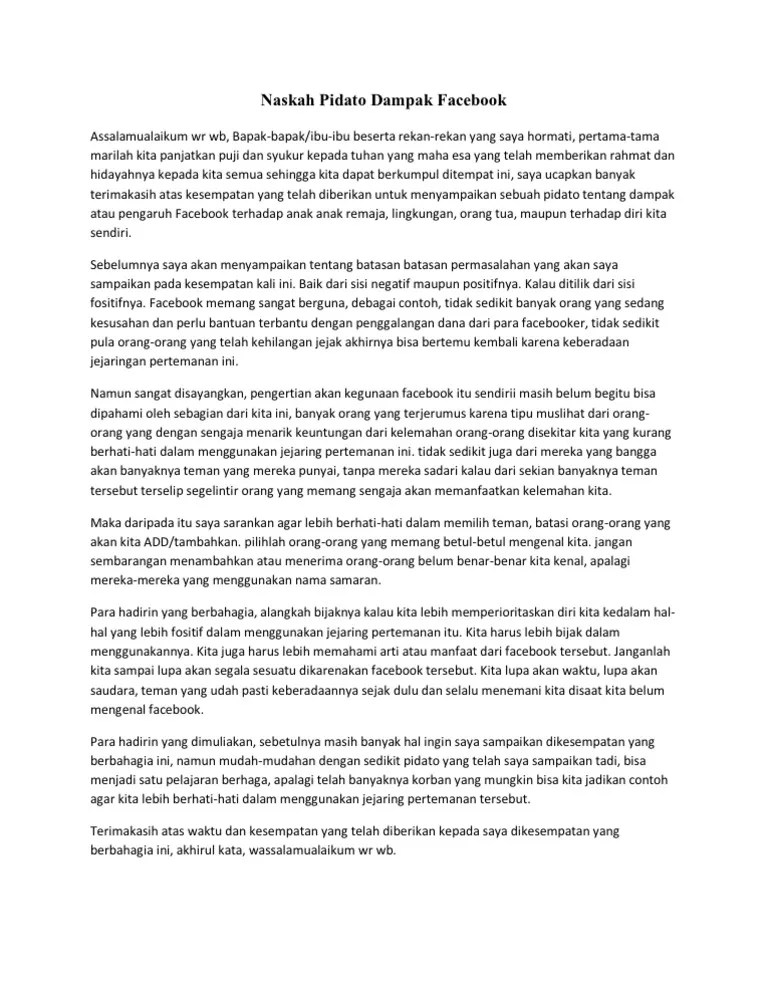 Naskah Pidato Dampak Facebook | PDF