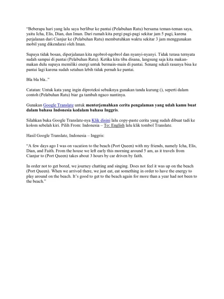 Contoh Cerita Liburan Dirumah Dalam Bahasa Inggris - Temukan Contoh