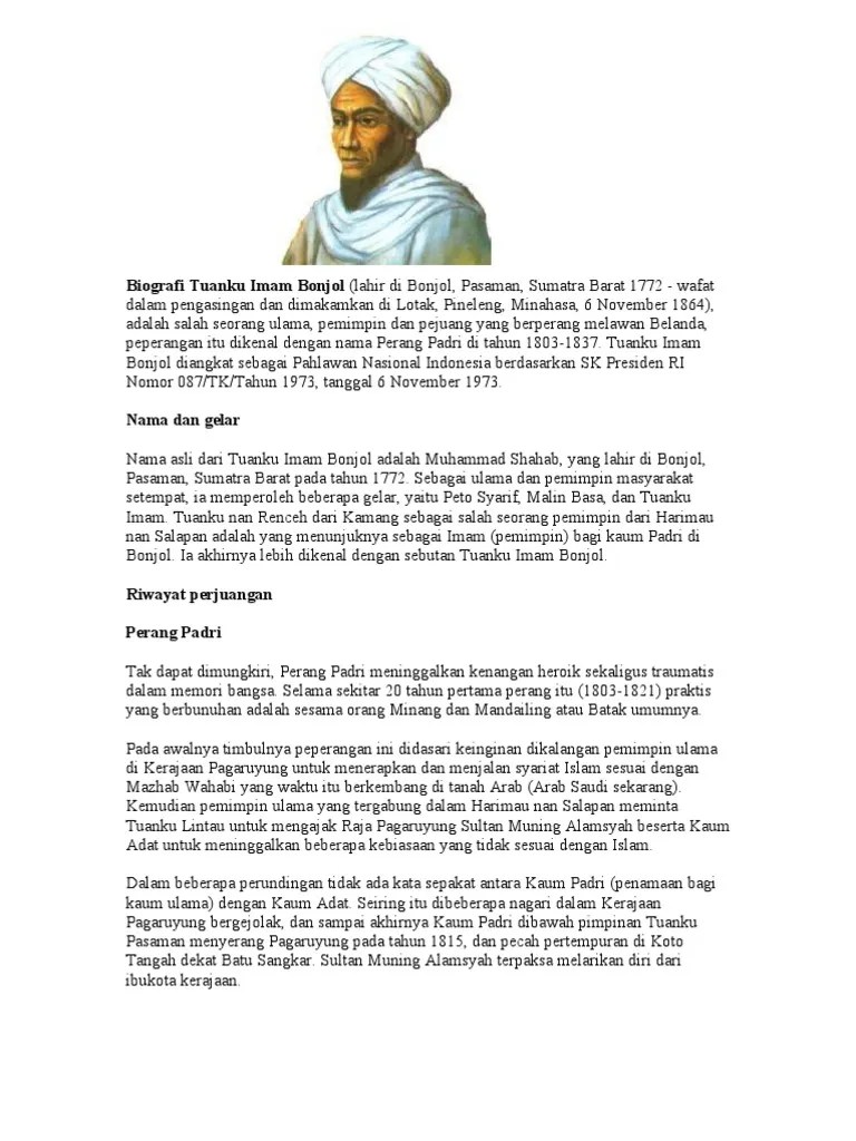 Biografi Tuanku Imam Bonjol | PDF