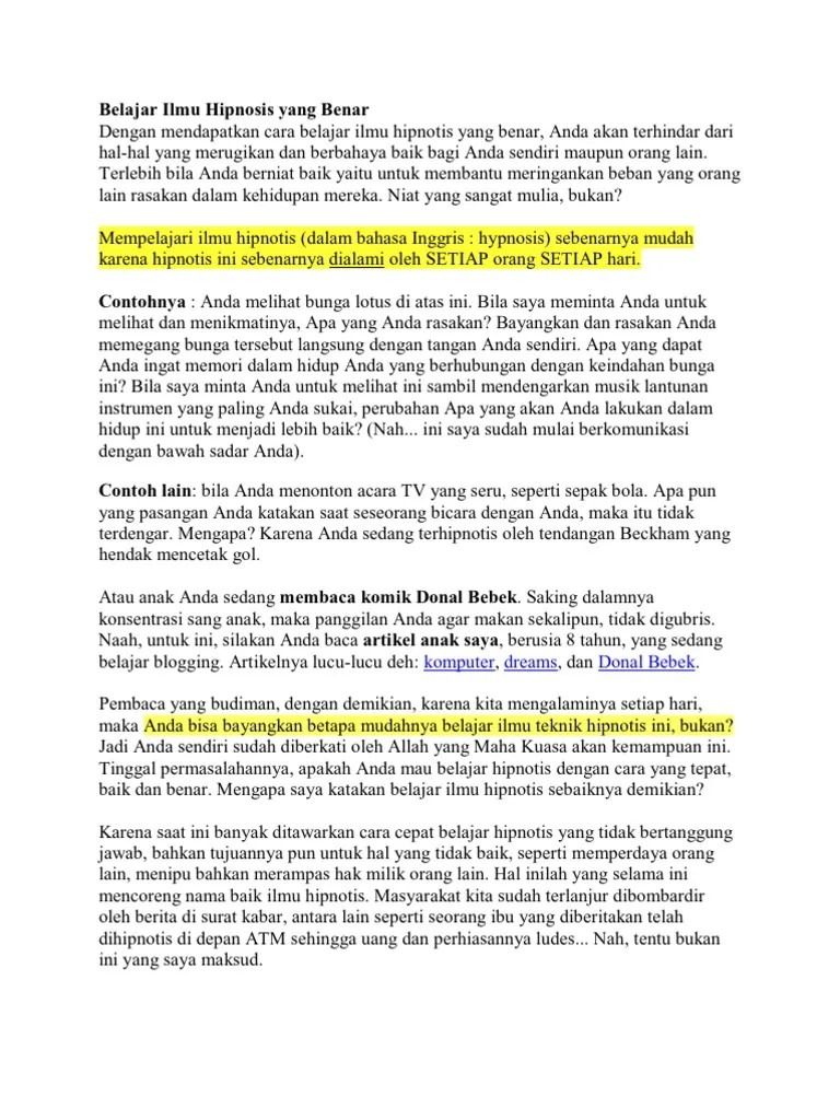 Belajar Ilmu Hipnosis Yang Benar | PDF