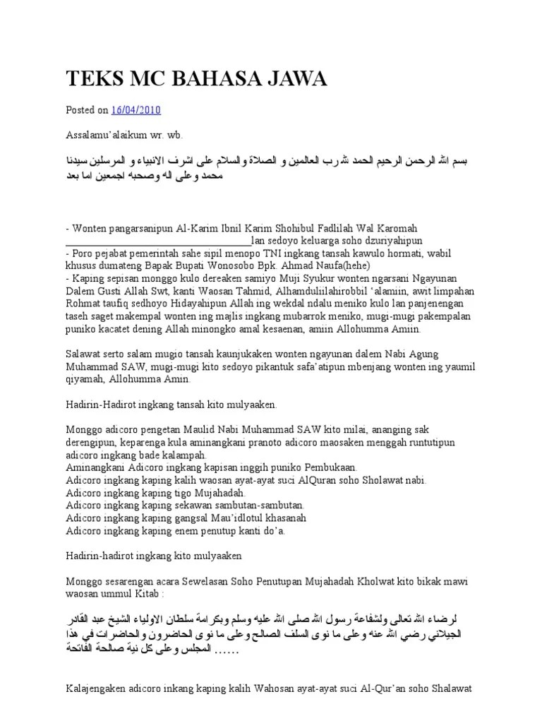 Teks Mc Bahasa Jawa Maulid Nabi – Nasi