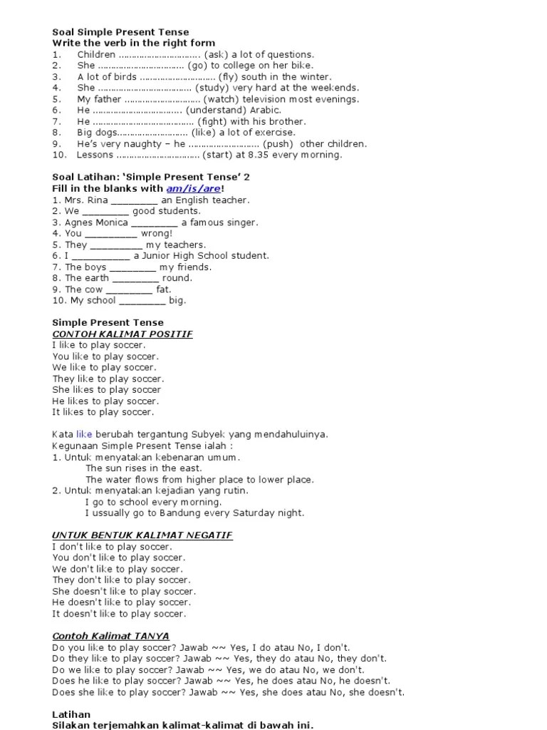Contoh Kalimat Positif Simple Present Tense – Berbagai Contoh