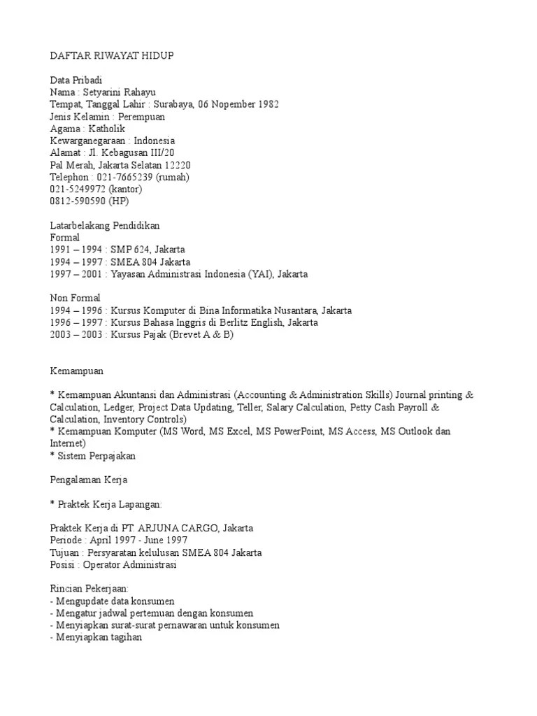 Contoh CV Admin | PDF