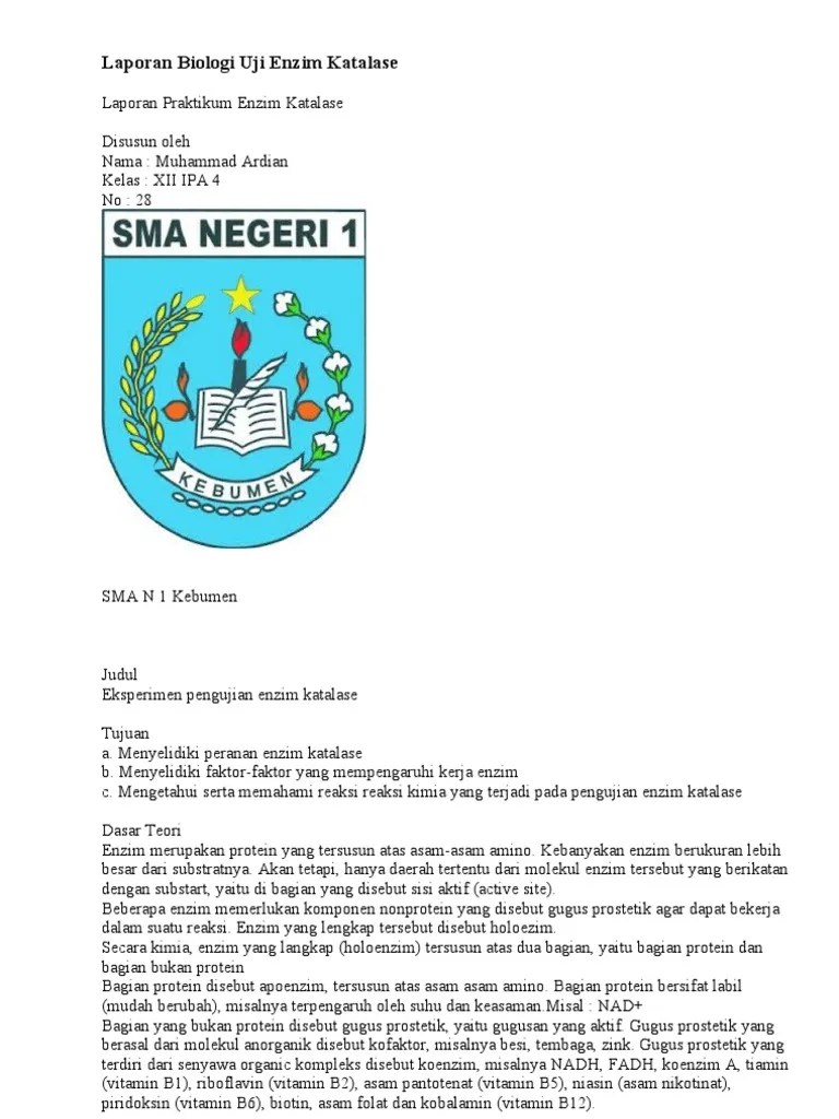 Laporan Biologi Uji Enzim Katalase | PDF