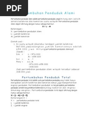 Pertumbuhan Penduduk Alami | PDF