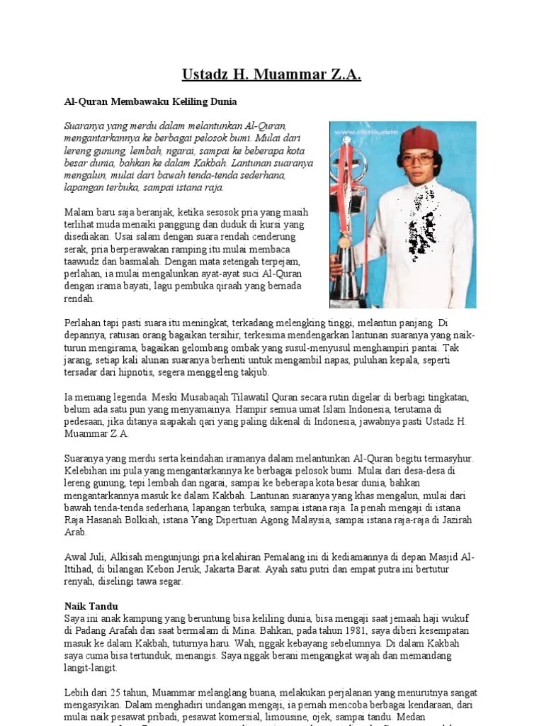 Biografi Ustadz H. Muammar ZA | PDF