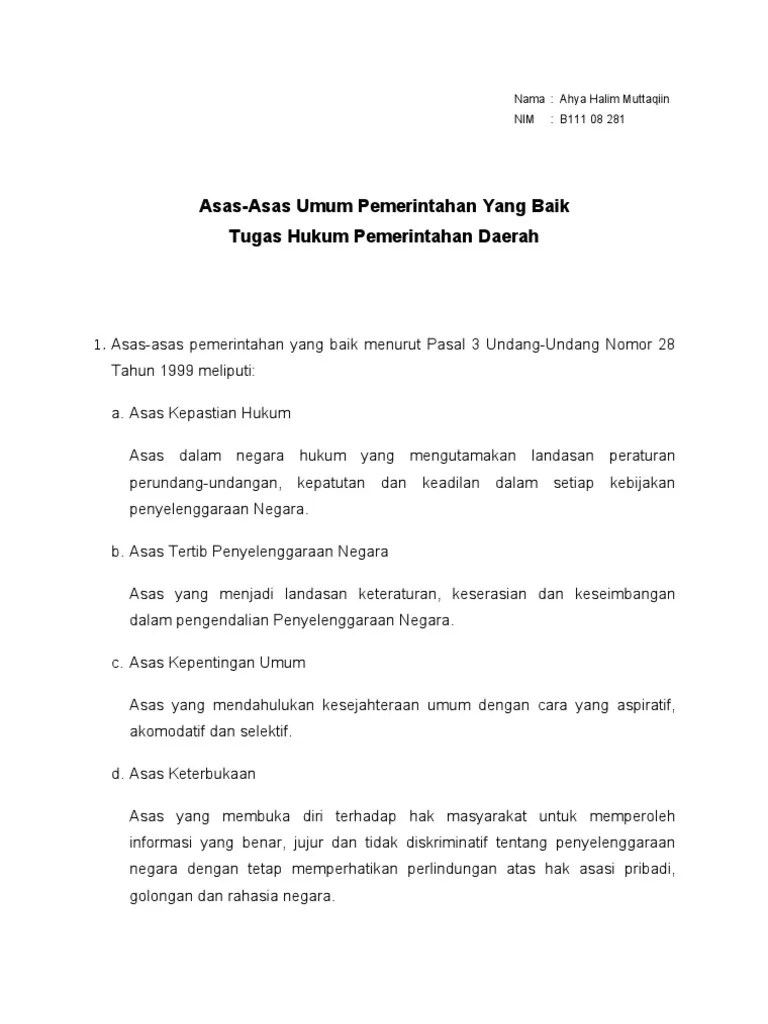 Asas-Asas Umum Pemerintahan Yang Baik | PDF