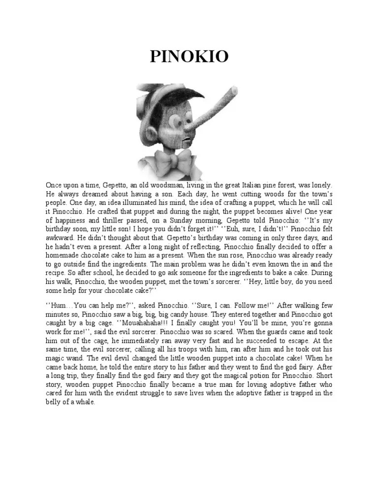 Cerita Pinokio Dalam Bahasa Inggris | PDF