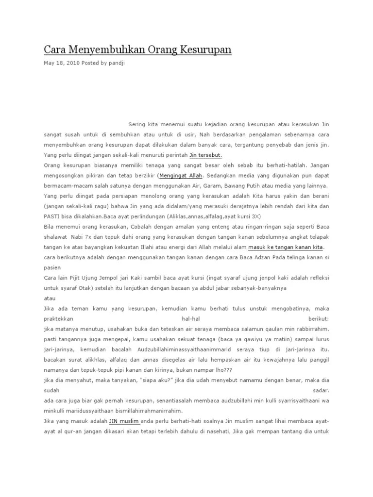 Cara Menyembuhkan Orang Kesurupan | PDF