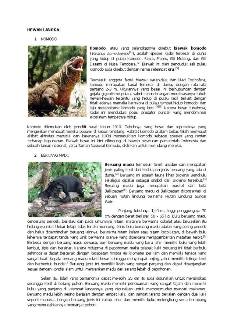 Makalah Flora Dan Fauna Yang Hampir Punah - Contoh Makalah