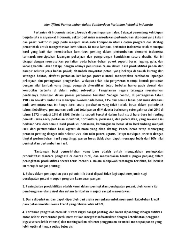 Identikasi Permasalahan Dalam Sumberdaya Pertanian | PDF