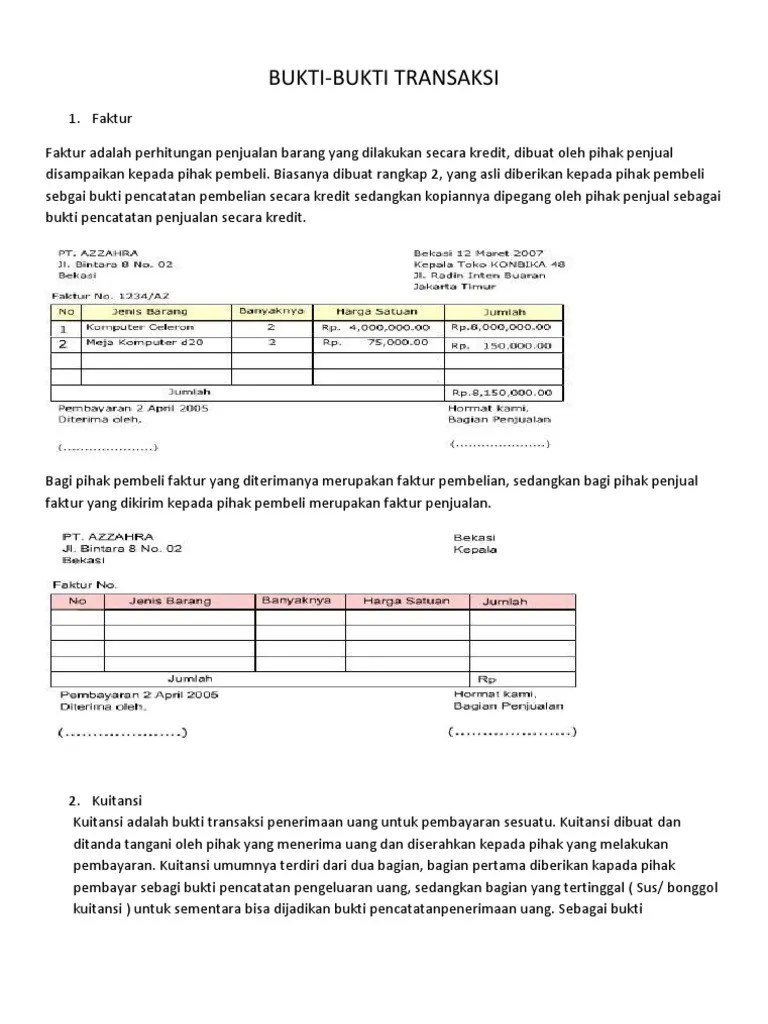 Contoh Bukti - Bukti Transaksi | PDF
