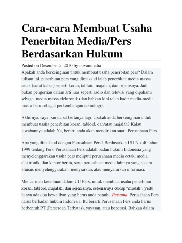Cara Membuat Penerbitan Tabloid | PDF