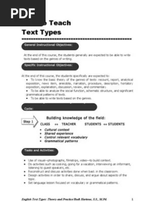 How To Teach Text Types | PDF | Languages | Foods
