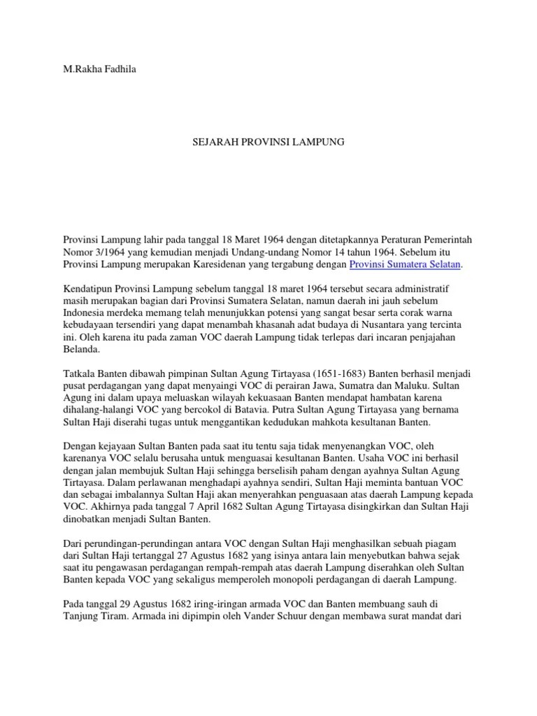 Sejarah Provinsi Lampung | PDF