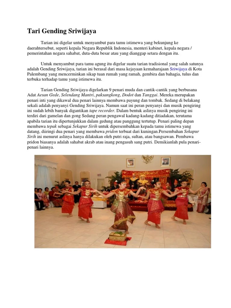 Tari Gending Sriwijaya | PDF